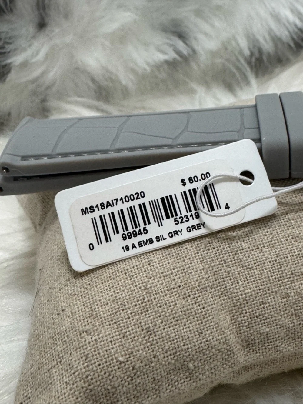 NEW wTags Michele 18MM Silicone Watch Band in Silver Grey - Picture 5 of 7